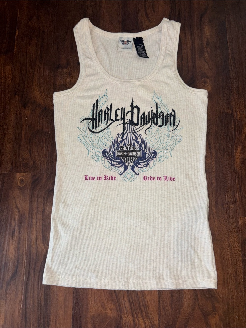 Harley-Davidson Women's Cream Graphic Tank Top - Live to Ride